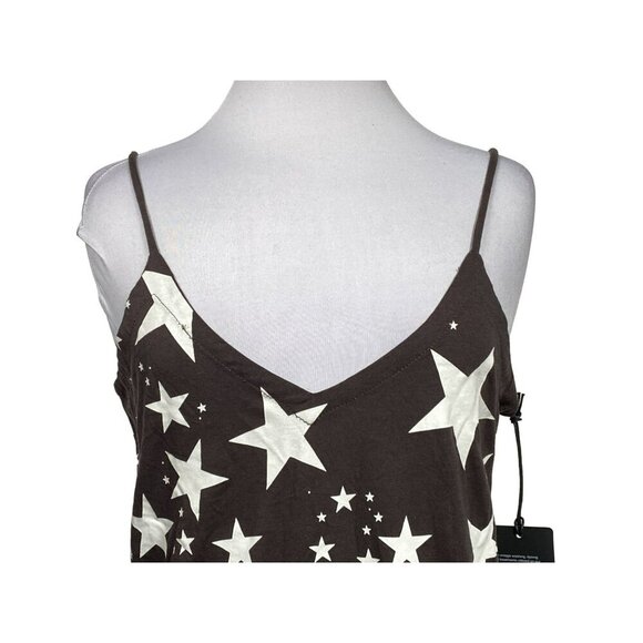 Chaser Black & White Stars Graphic Tank Top Sz M Scoop Back V-Neck  NEW - Picture 2 of 5